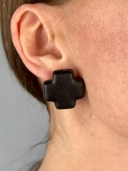 Серьги матовые бижутерия из муранского стекла крест