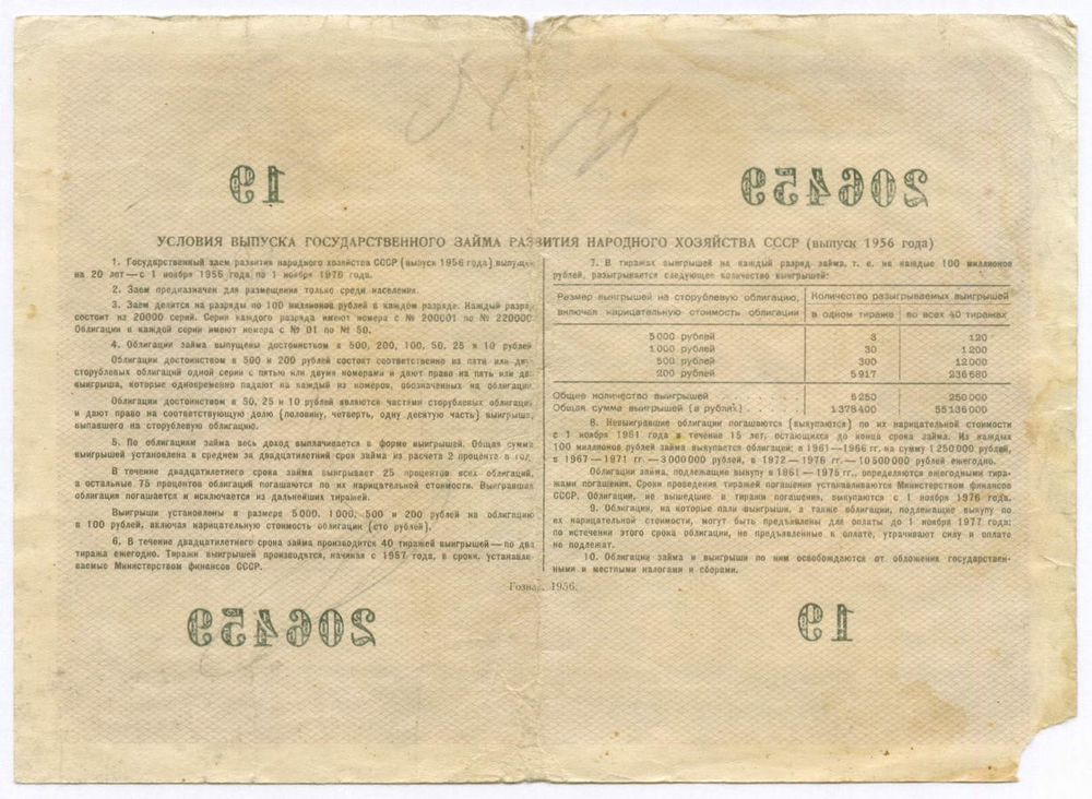Облигации 100 рублей 1956 год. 6 штук