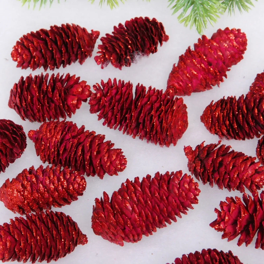 Композиция для декора «Сказочные шишки» 10*10*13 см (120 гр), красный