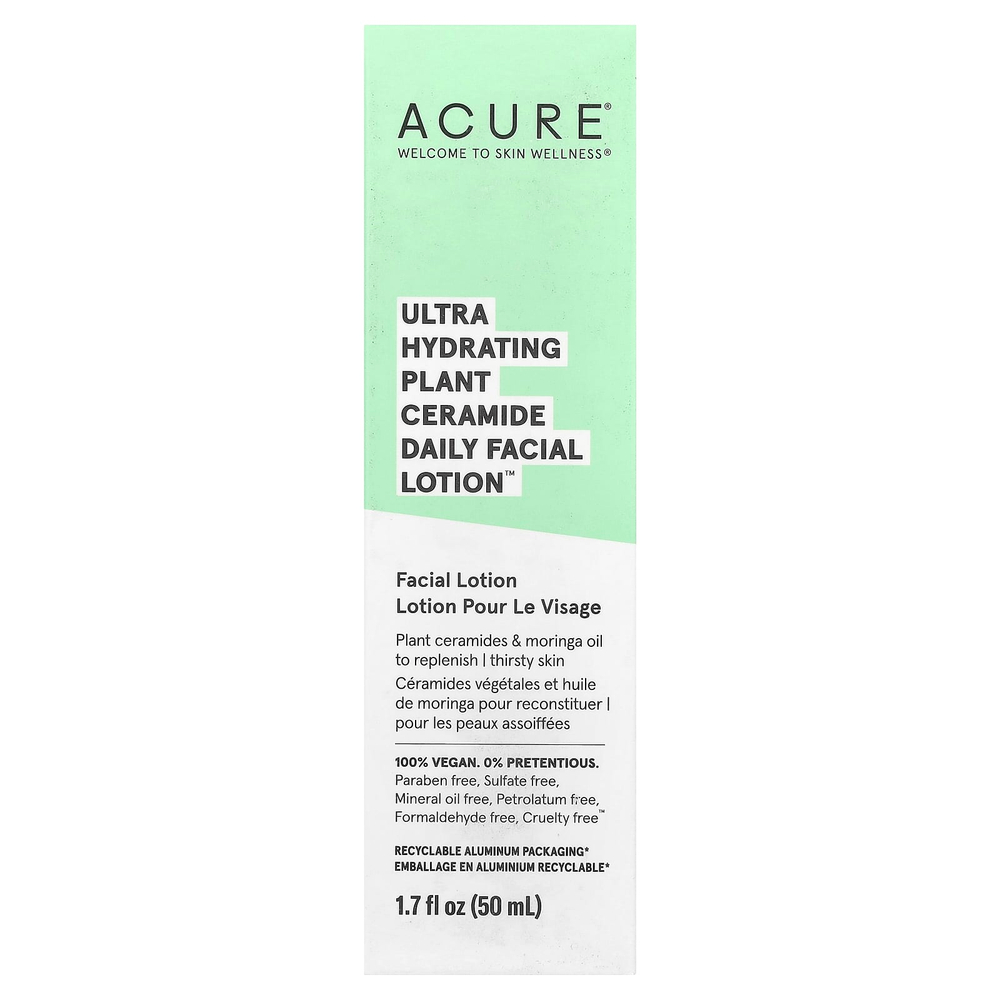 ACURE, Ultra Hydrating Plant Ceramide Daily Facial Lotion, ультраувлажняющий лосьон для лица с растительными керамидами для ежедневного ухода, 50 мл (1,7 жидк. унции)