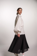 Юбка асимметричная однослойная из черного батиста