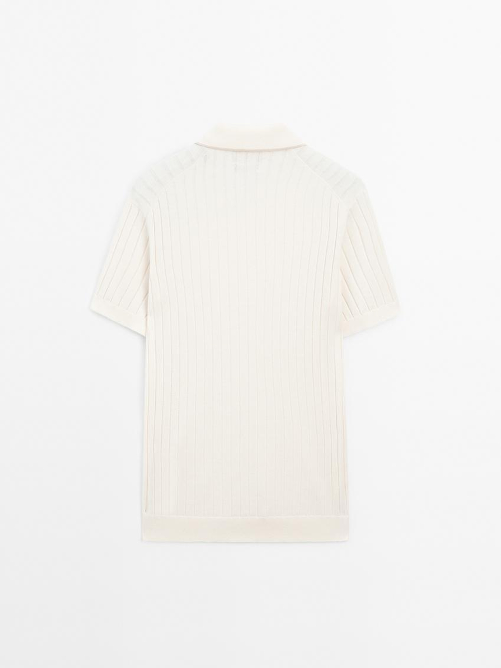 Massimo Dutti Поло из 100% хлопка, натуральный, кремовый