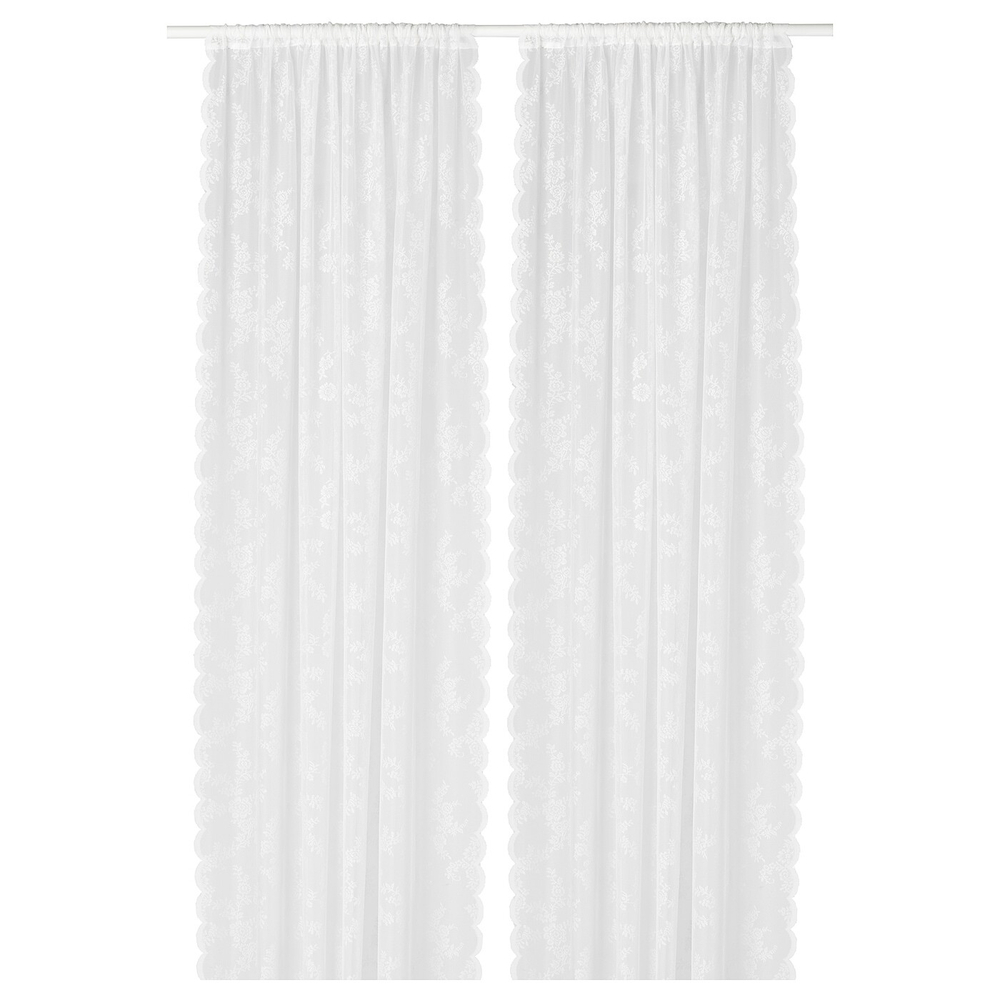 IKEA ALVINE  (ИКЕА АЛВИНЕ)  -  SPETS Шторы, 1 пара, на туннеле/кремовые, 145x300 см