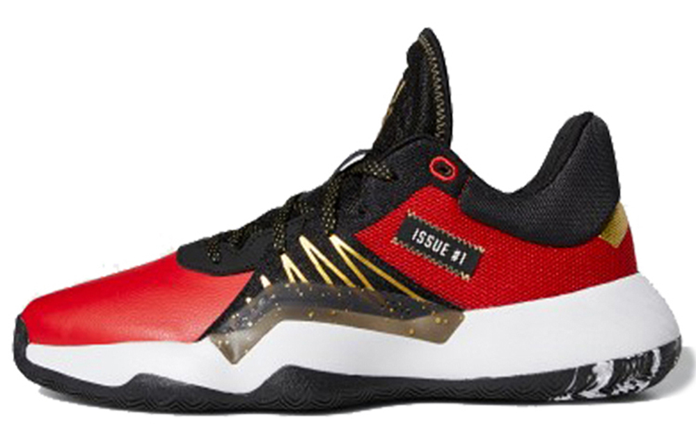 Adidas D.O.N. Issue #1 Mitchell shock absorption non-slip low-top basketball shoes men's black and red