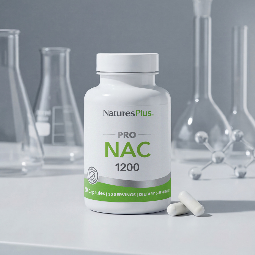 NaturesPlus, Pro, NAC 1200, 60 капсул (600 мг в 1 капсуле)