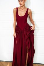 Платье боди бордовое
