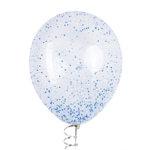 Шар с конфетти пенопласт, Цветной микс, Голубой/Синий 32 см (СГ-17)