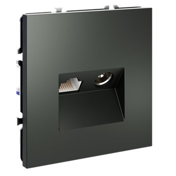 Розетка телевизионная встраиваемая VOLTUM S70 TV+RJ45 кат. 6, (титан)