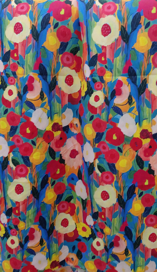 Коттон принт, цветы красный/синий/желтый DGT