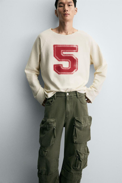 ZARA ФУТБОЛКА В КЛЕТКУ С ПРИНТОМ, ЖЕЛТОВАТО-БЕЛЫЙ