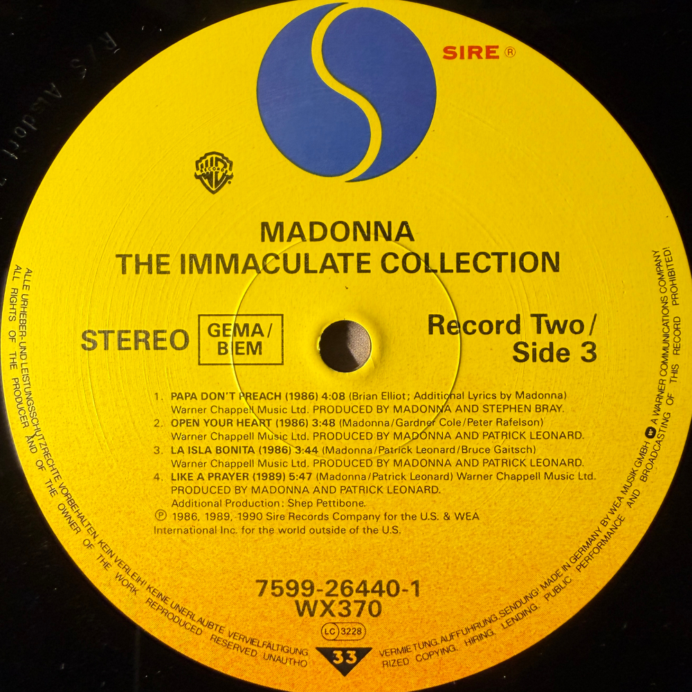 Madonna - The Immaculate Collection 2LP (Германия 1990г.)