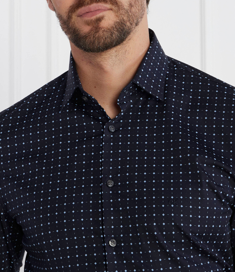 Рубашка POPLIN STRETCH PRINT SLIM SHIRT Calvin Klein - темно-синий(K10K112091)