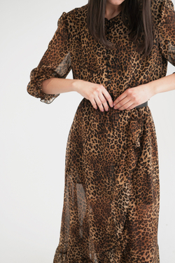 Платье с воланом Леопард