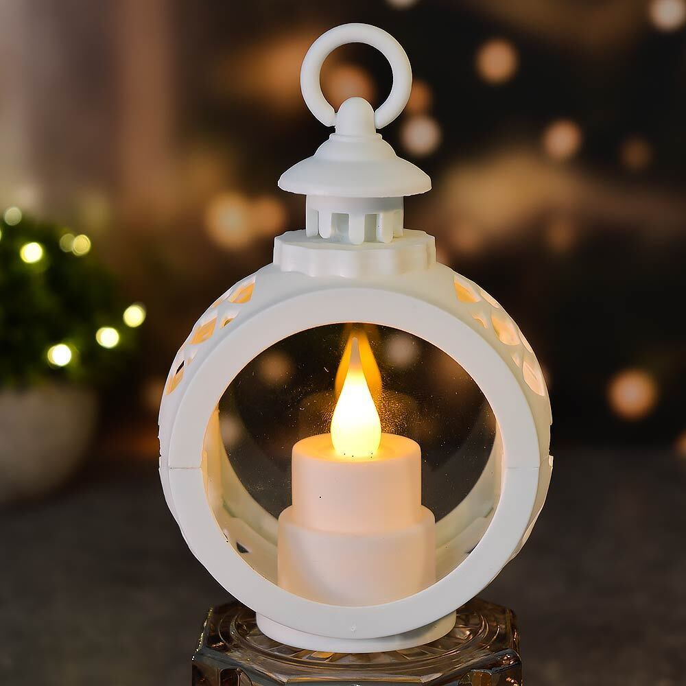 Сувенир новогодний с подсветкой "Горящая свеча" 8,5*12см, белый