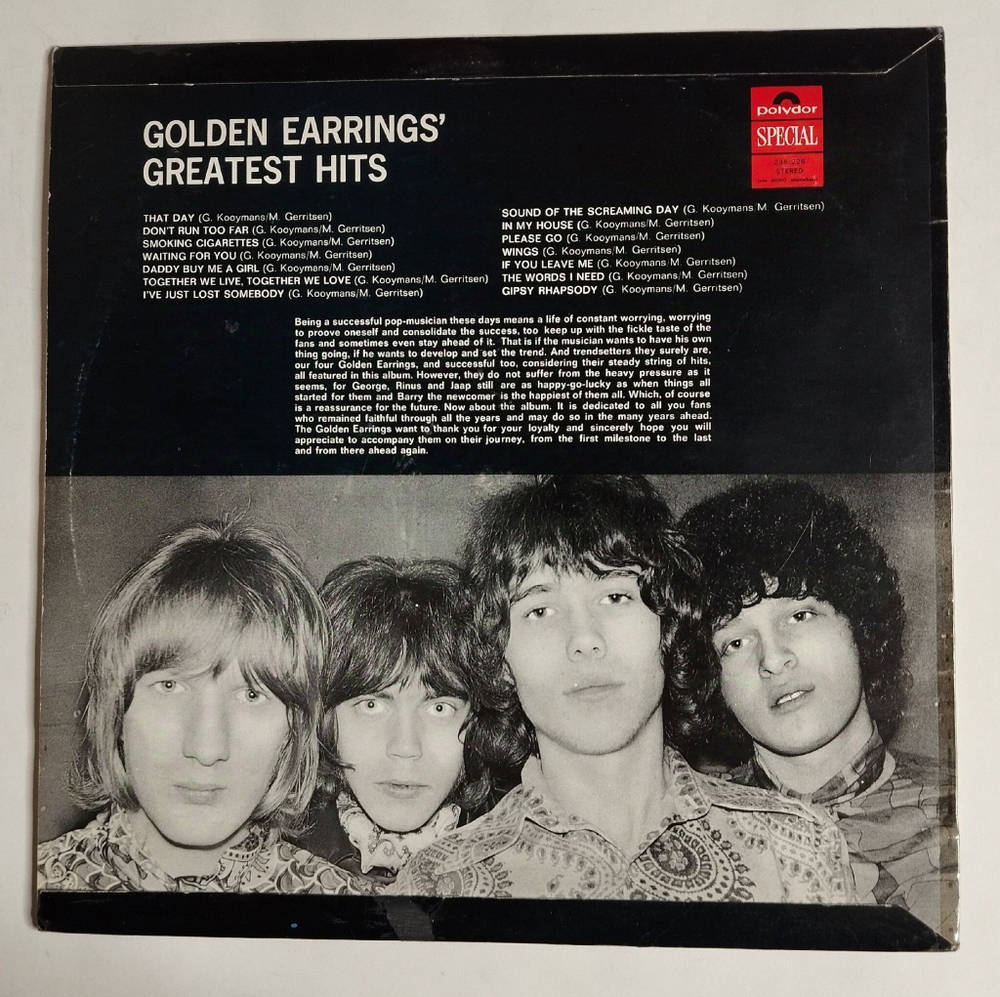 Винтажная виниловая пластинка LP Golden Earrings Greatest Hits (Holland 1968)