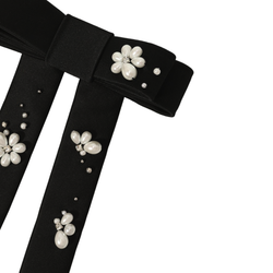 Бант "Мэри" черный с жемчужным декором