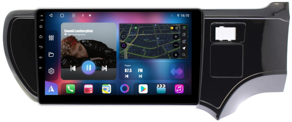 Магнитола для Toyota Aqua 2011-2021 - FarCar 9530M монитор 9" QLED на Android 13, 8 ядер (TS18), CarPlay, 4G SIM-слот