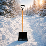 Лопата снеговая "Снежинка" 355*360мм с алюм.планкой с деревянным черенком в/с и V-образной ручкой