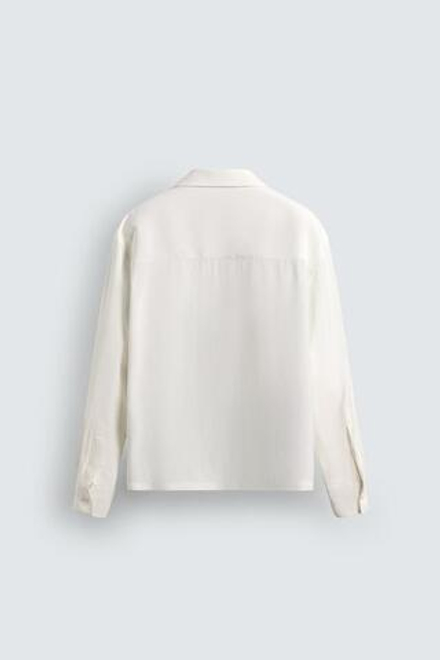 ZARА РУБАШКА BOXY-FIT ИЗ СТРУЯЩЕЙСЯ ТКАНИ, БЕЛЫЙ