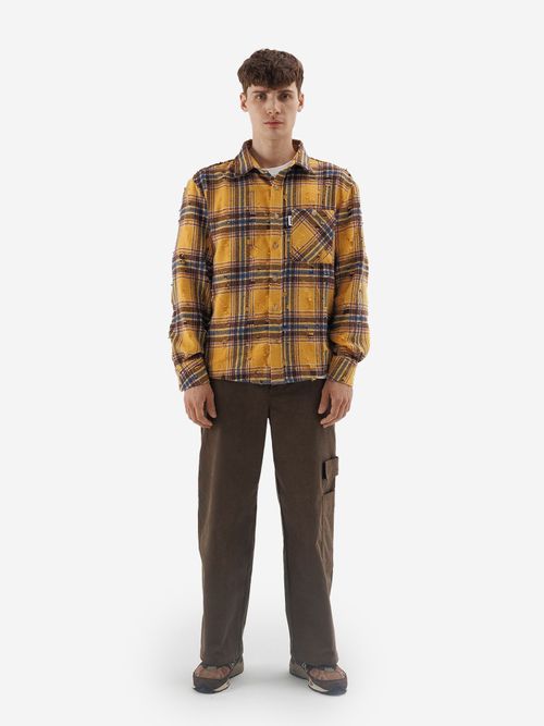 Рубашка RUFF Global ripped plaid желтая