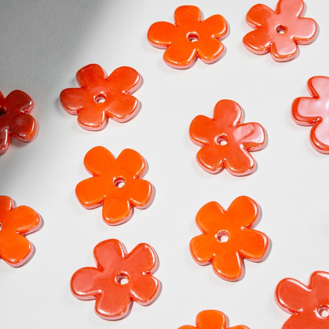 Бусина в форме цветка, 33*35,5мм, оранжевая, глазурированный фарфор