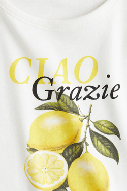 H&M Футболка из хлопка с принтом, белый