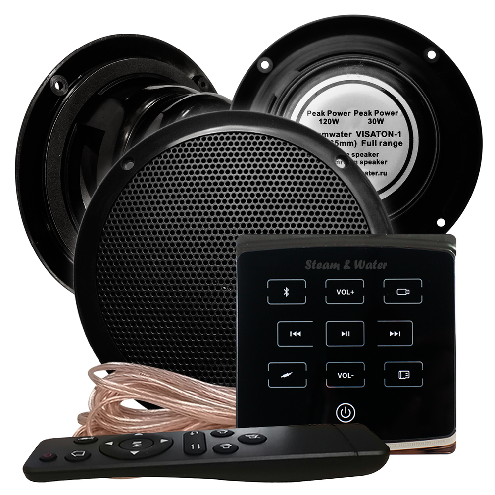 Комплект влагостойкой акустики для бани, сауны и хамама - SW Black ECO VISATON 3