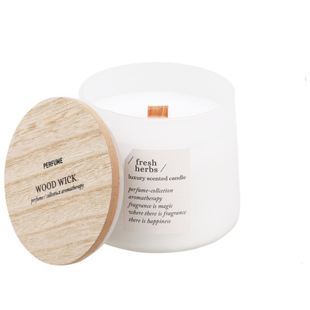 Аромасвеча в стекле с крышкой с деревянным фителем 10*8 см в ассортименте