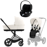Коляска 3 в 1 Cybex Priam IV Matt Black complete и автокресло Cloud T i-Size Sepia Black Plus Off White