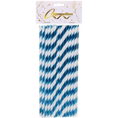 Трубочка для коктейля «Праздник» 19,5 см d-6 мм (набор 25 шт), Голубой