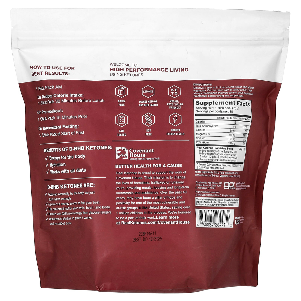 Real Ketones, Shift, ягодное ассорти с кофеином, 30 пакетиков по 7,3 г (0,26 унции) каждый