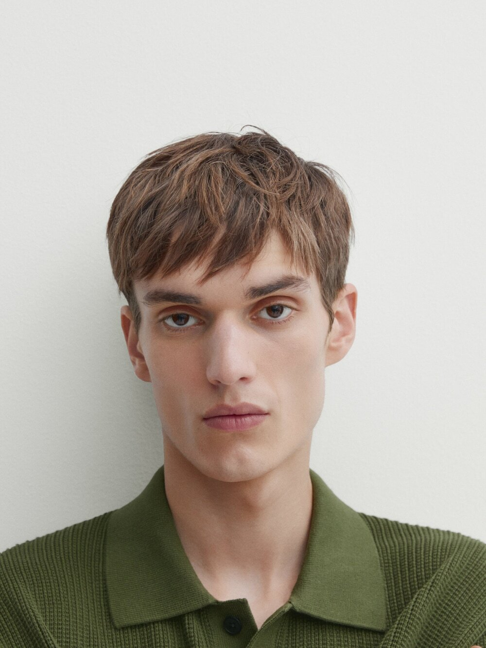 Massimo Dutti Трикотажная рубашка-поло с короткими рукавами, зеленый