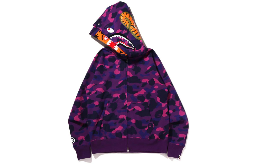 A Bathing Ape Color Camo Tiger Shark Wide Full Zip Double Hoodie Ss22