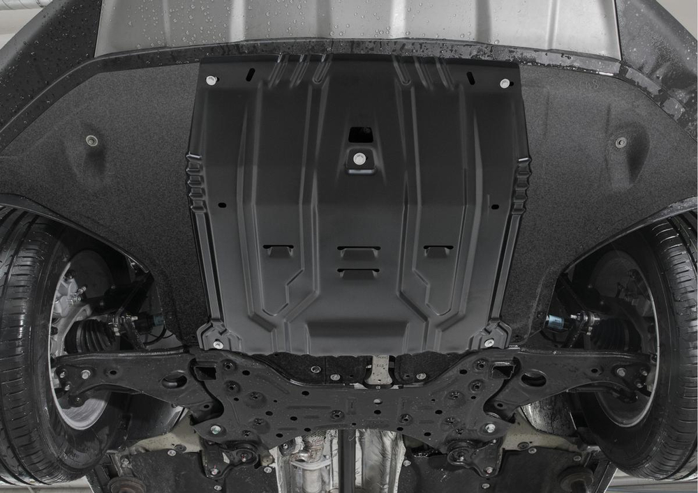 Защита картера и КПП Rival для Hyundai Palisade (V - 2.2D (220 л.с.); 3.5) 2020-н.в., сталь 1.5 мм, с крепежом, штампованная, 111.2385.1