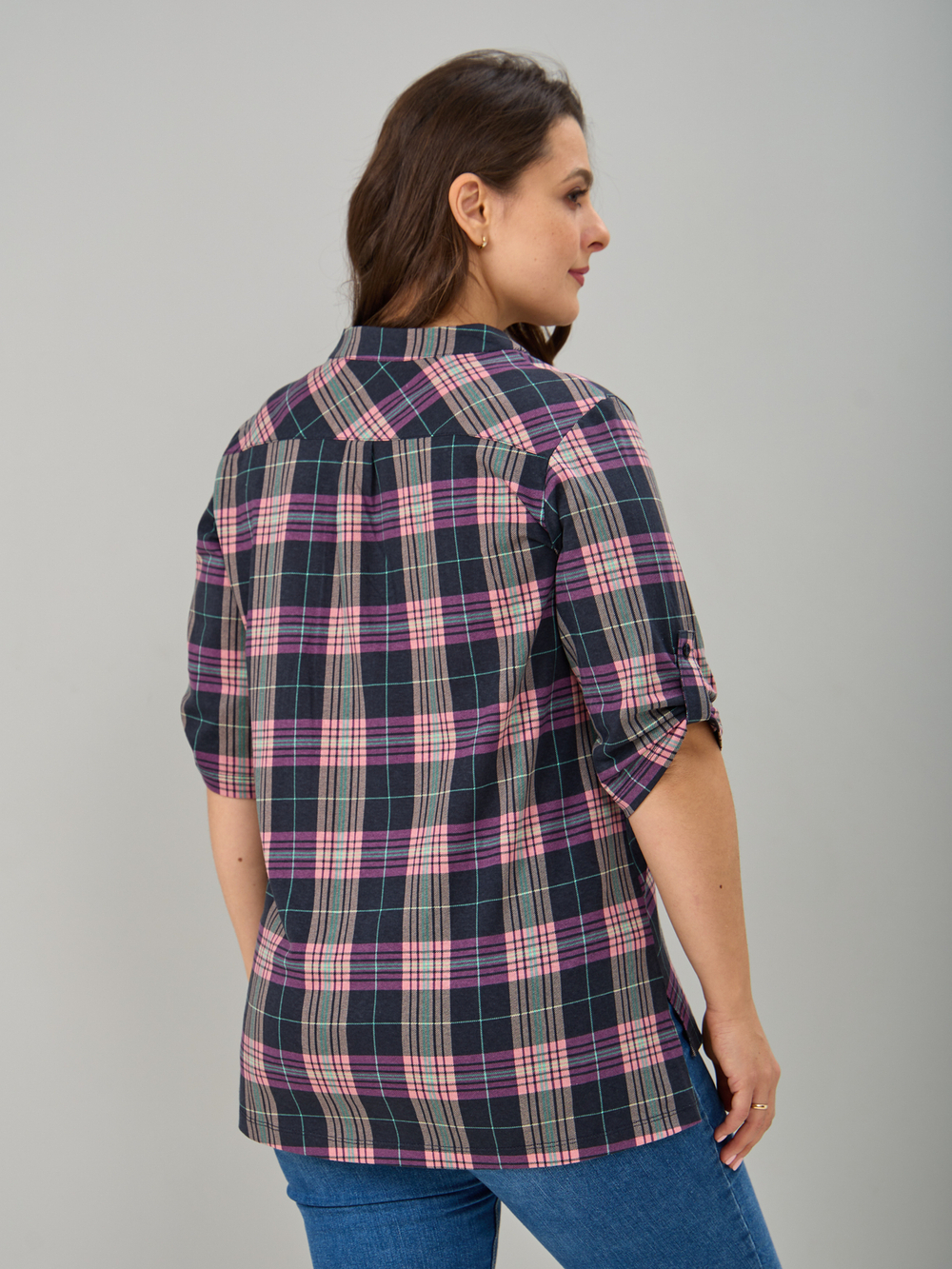 Блузка БЛ-131/клетка-баклажан