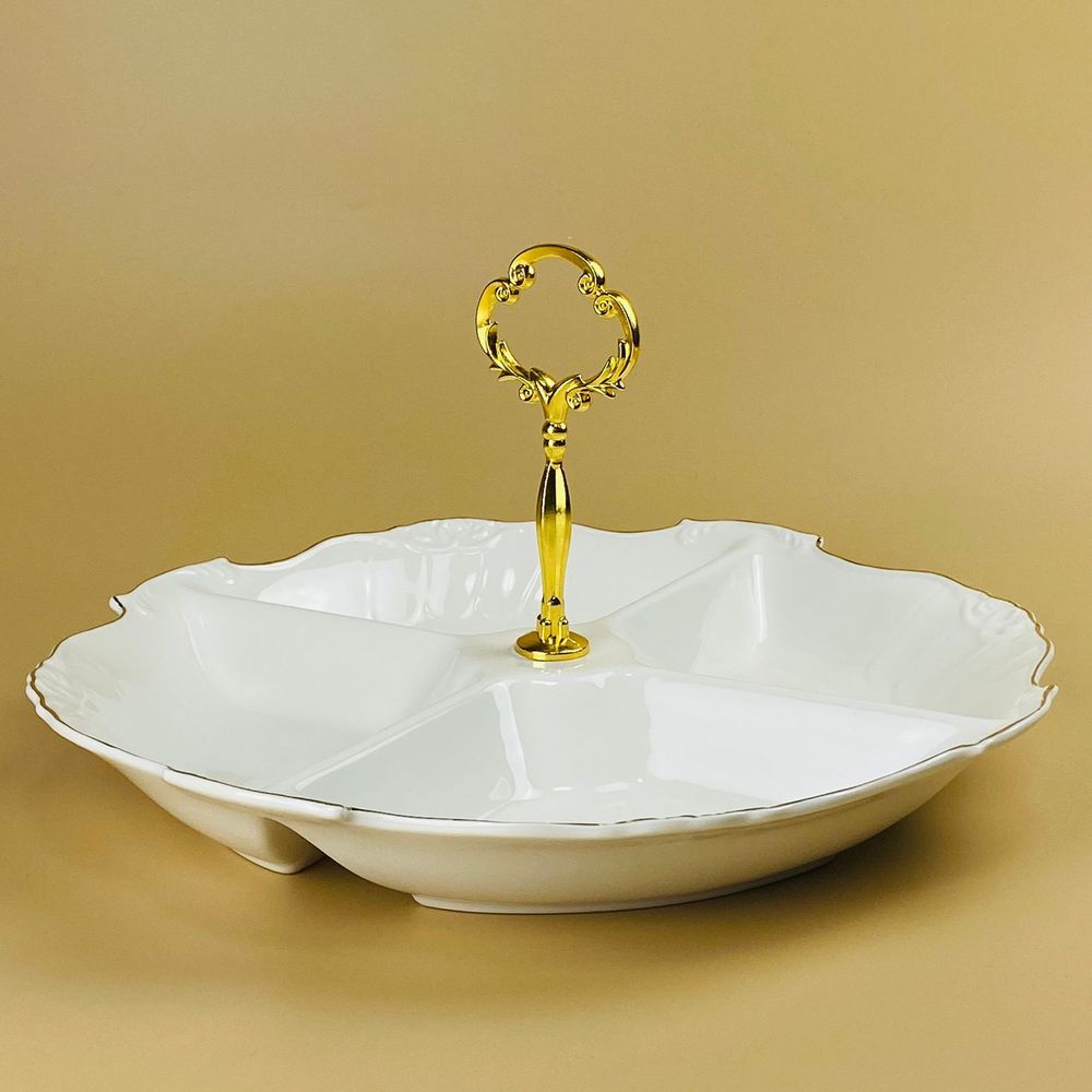 Lenardi 109-262 Менажница 31х20см КРОКУС ЗОЛОТО в под.уп.(х8)Фарфор