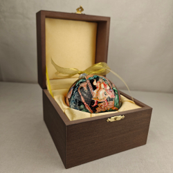 Шар новогодний (круговая роспись Палех) Летучий корабль в футляре