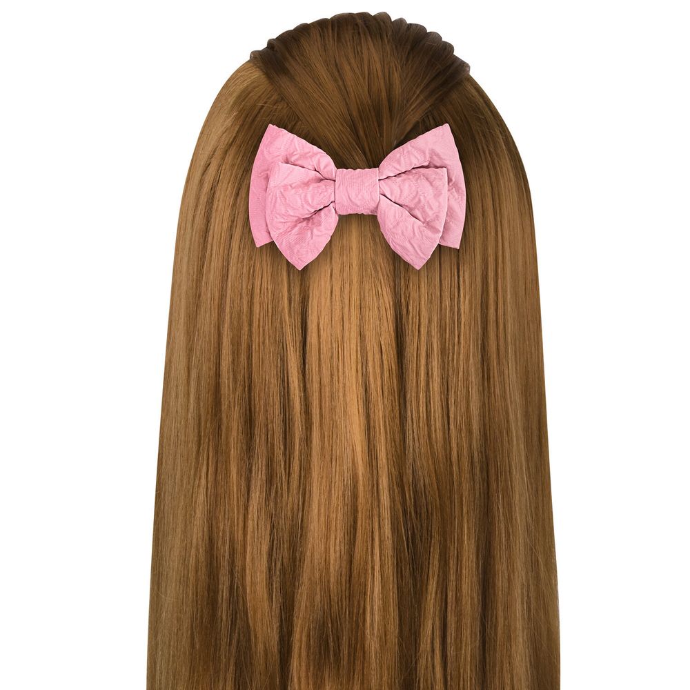 Заколки для волос НАБОР 2 шт., 10х6,5 см, зажим, с бантиком, розовый, белый, MONTE VITA, 457110