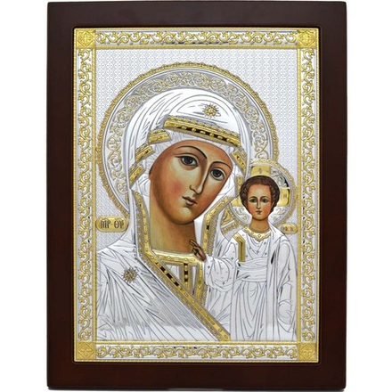Казанская Божья Матерь. Икона в серебре.