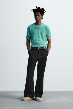 ZARA ТРИКОТАЖНАЯ ФУТБОЛКА С ГРАФИЧЕСКИМ ПРИНТОМ © OTIS KWAME KYE QUAICOE, СИНИЙ