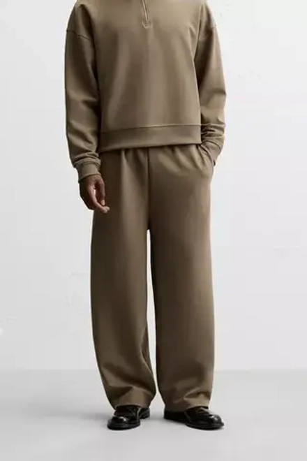 ZARA БРЮКИ-ДЖОГГЕРЫ КОМФОРТНОЙ ПОСАДКИ ИЗ ВЫСОКОТЕХНОЛОГИЧНОЙ ТКАНИ, ТЕМНЫЙ ХАКИ
