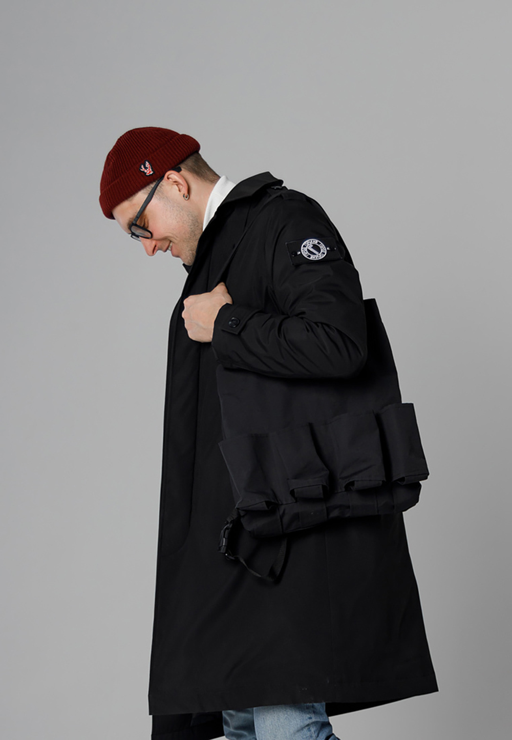 Тренч плащ утепленный демисезонный город горький черный