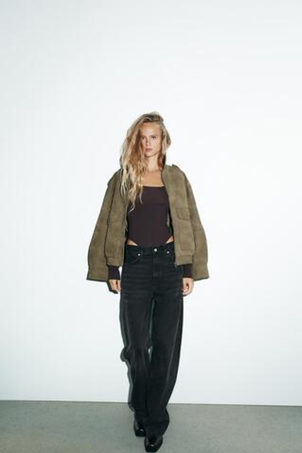 ZARA МЯГКОЕ БОДИ ИЗ ПОЛИАМИДА, ШОКОЛАДНЫЙ