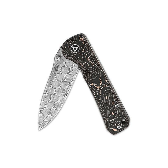 Складной нож QSP QS131-S Hawk c клинком из стали Laminated Damascus, рукоять карбон Copper Foil
