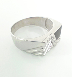 Печатка ювелирная Эстерелла, серебро 925 пробы, оникс, фианит/Ф