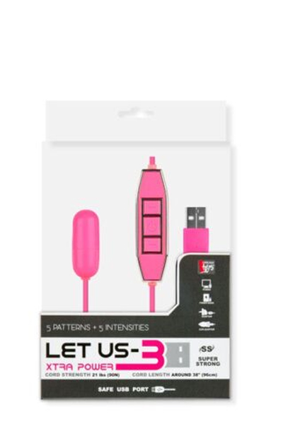 Розовая вибропулька с питанием от USB LET US-B 10 RHYTHMS BULLET SMALL PINK (Цвет: розовый)