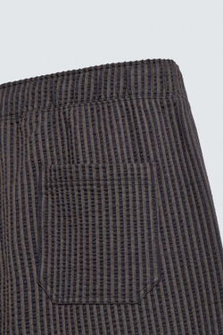 ZARA БРЮКИ ИЗ ЖАТОГО ХЛОПКА В ПОЛОСКУ COMFORT, КОРИЧНЕВО-СИНИЙ