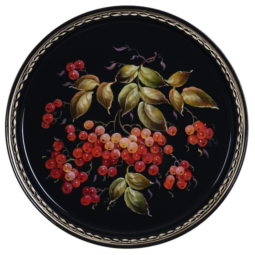 Жостовский поднос декоративный, размер 30 см (A9), металлический