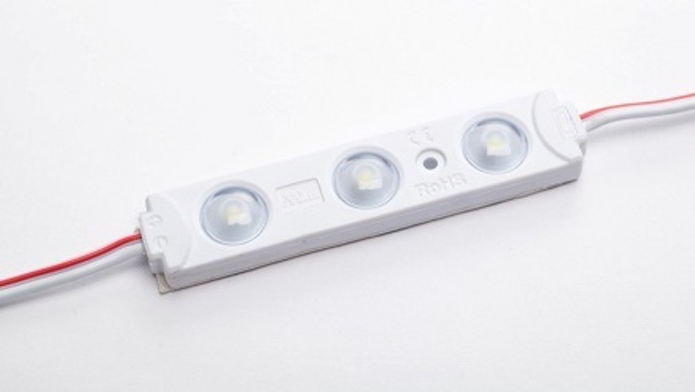 Светодиодный модуль с линзой SMD2835/3LED, 60х13х4мм, 1W, 130lm, 7000K Белый