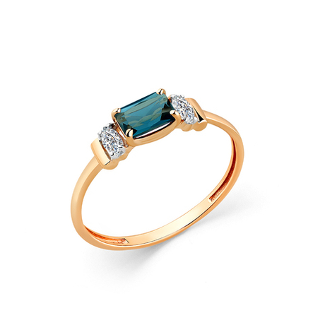 Кольцо из золота 585 пробы с Топазом и Фианит